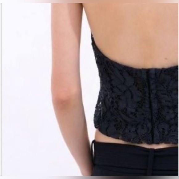 Zara Navy Guipure Lace Halter Top - Size Large - NWT - Picture 5 of 8